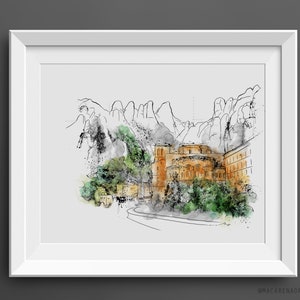 Montserrat Painting art prints Montserrat Sketching watercolor Montserrat Catalonia Spain Art Print Illustration Barcelona (033)