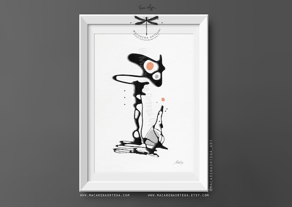 Abstract Human and Dog Art Print | Minimalist Ink Illustration, Emotional Line Drawing, Monochrome Modern Wall Art | Macarena Ortega | N198