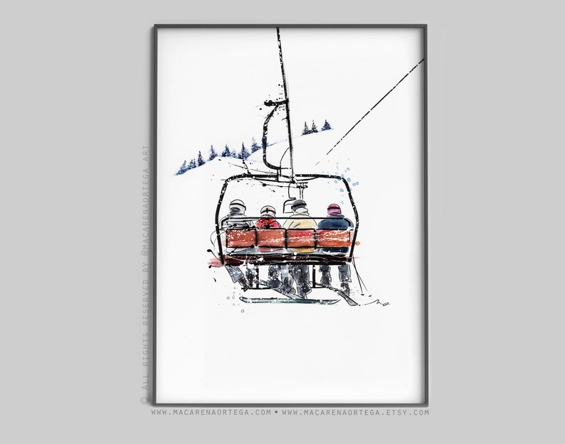 SKI ART SET de 3 tirages dont 1 gratuit Offre spéciale Décoration d'intérieur montagne, décoration hivernale, impressions d'art de ski, art mural de ski, cadeau de Noël image 5