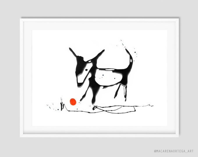 Dog Art Print Nursery Art for kids Dog lover gift Abstract Minimalist Painting Dog Art Print Animal Modern fine art Wall art Nursery (194)