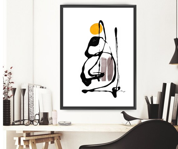 N180 | Penguin Abstract Art Print | Minimalist Painting, Animal Artwork, Modern Home Deco Modern Fine Art | Modern Decor by Macarena Ortega