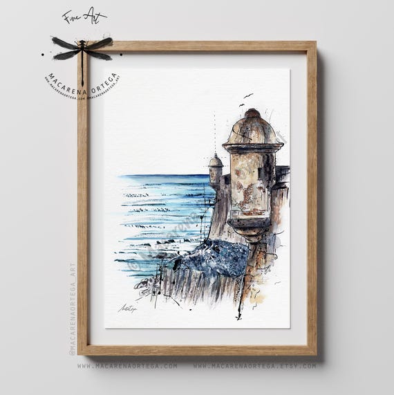 El Morro, San Juan Watercolor Art Print | Coastal Decor | Ocean Wall Art | Travel Gift | Macarena Ortega Art | N58
