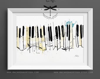 Flügel, Kunstdruck, Klassische Musikkunst, Elegante Musik-Wandkunst von Macarena Ortega | N55