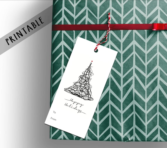 PRINTABLE Christmas tags gift tags present labels Christmas Happy Holidays minimal Christmas Printable Christmas Digital Downloads (T01)