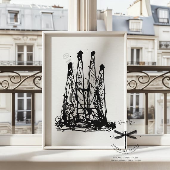 Sagrada Familia Art Print | Gaudí Barcelona Illustration, Modernist City Architecture, Spain Travel Wall Art, European Landmark Poster | N98