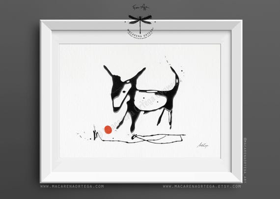 Dog Art Print | Abstract Minimalist Painting, Modern Animal Wall Art, Nursery Decor for Kids, Dog Lover Gift | Macarena Ortega | N194