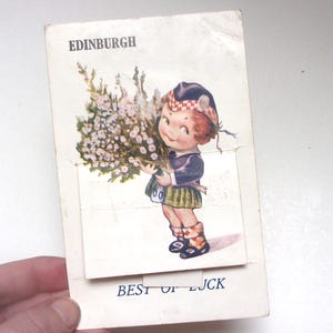 Carte postale originale originale d'Édimbourg, en Écosse, avec cachet de la poste de 1951.