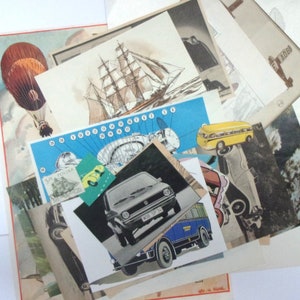 Vehicles themed paper ephemera: pack of 35 vintage die cut style car, bike pictures. Ephemera pack for scrapbook, card making EP447B