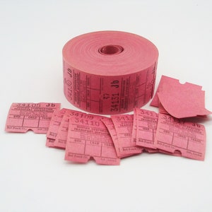 Billets de bus roses vintage : lot de 20 billets inutilisés en provenance du Royaume-Uni. Papier éphémère pour journal, scrapbooking, collage, techniques mixtes