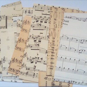 Vintage music paper scrap pack. 40 small old paper pieces. Lucky dip pack for scrapbooks, journaling, collage PG181 image 4