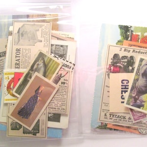 Small vintage paper ephemera pack: 20 mixed pieces for craft. Scrap pack of postcard, stamps. Pack for scrapbooks, journals, smash books