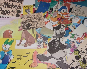 Vintage Disney paper ephmera. Lucky dip pack of 50 pieces hand cut from 1970s and 80s comics. Craft pack for collage, scrapbook DS1