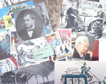 Victorian England themed paper ephemera pack: 35 vintage paper pieces. Ephemera for craft, scrapbooking, collage. EP355B