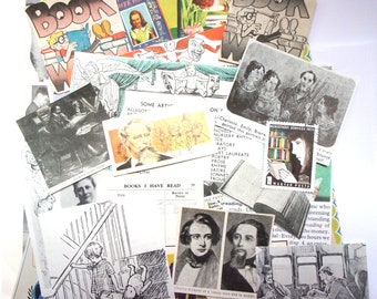 Vintage books & reading scrapbook kit: pack of 40 vintage paper pieces Craft pack for scrapbook, journaling, altered art, paper craft EP380B