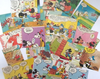 Vintage Disney comic book squares: lucky dip pack of 50 hand cut pieces. Paper ephemera for scrapbooks, collage, crafts OT995
