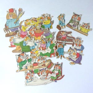 Chats rétro en papier découpé : lot de 30 chats rigolos. Embellissement pour travaux manuels, albums de coupures, collages, décorations de cartes PE853