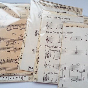 Vintage music paper scrap pack. 40 small old paper pieces. Lucky dip pack for scrapbooks, journaling, collage PG181