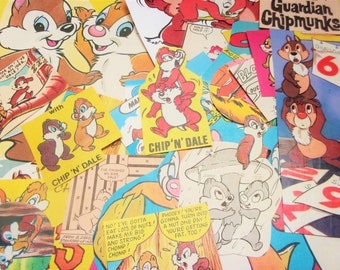 Chip n Dale Disney craft paper pack: 40 vintage pieces, die cuts for scrapbooks, journaling, card making, collage EP323B