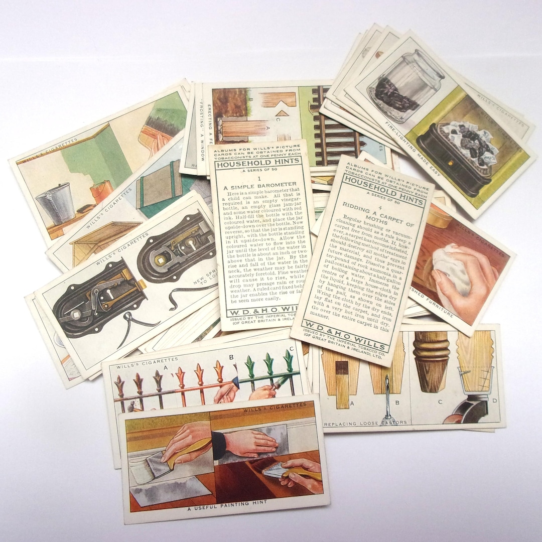 Household Hints: Full Set of 50 Wills Cigarette Cards From 1936. Complete  Collector Set or Ephemera for Use in Crafts, Altered Art OT141A