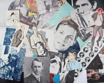 Men themed vintage paper pack: 40 die cuts, pictures, and cut outs. Lucky dip selection for scrapbooks, journaling, smash books. EP969A