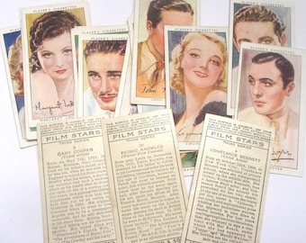 Film Stars John Player cigarette cards: pack of 19 from 1934. Collectable  cards or ephemera for scrapbooks, art journals OT132A