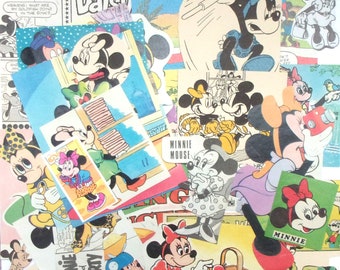 Minnie Mouse paper for craft: pack of 40 Disney images from vintage comics & books Ephemera pack for scrapbooks, smash book, journal. EP449B