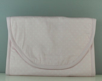 Pink and White Bows Fold-able Changing /Diper Mat with Zip Bag
