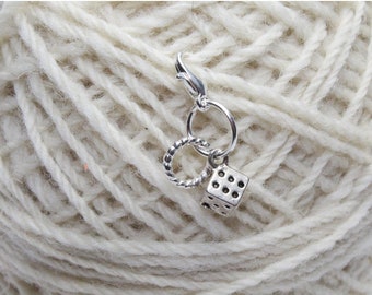 Tibetan Silver Dice Stitch Marker/ Progress Keeper.