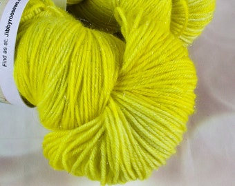 Lemon Tinsel, SW Merino, Nylon, 5% Stellina Silver, 4Ply, 400m/100g