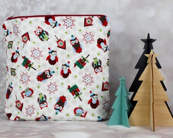 Patchwork Christmas Owl Zip/Pouch Bag