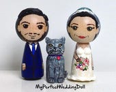 Bride+Groom+Cat/Wedding Cake Topper (approx. 7 cm tall)