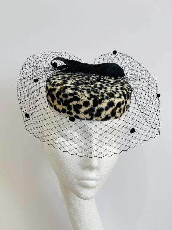 Leopard Print Pillbox Hat: Vintage Style Veiled Hat