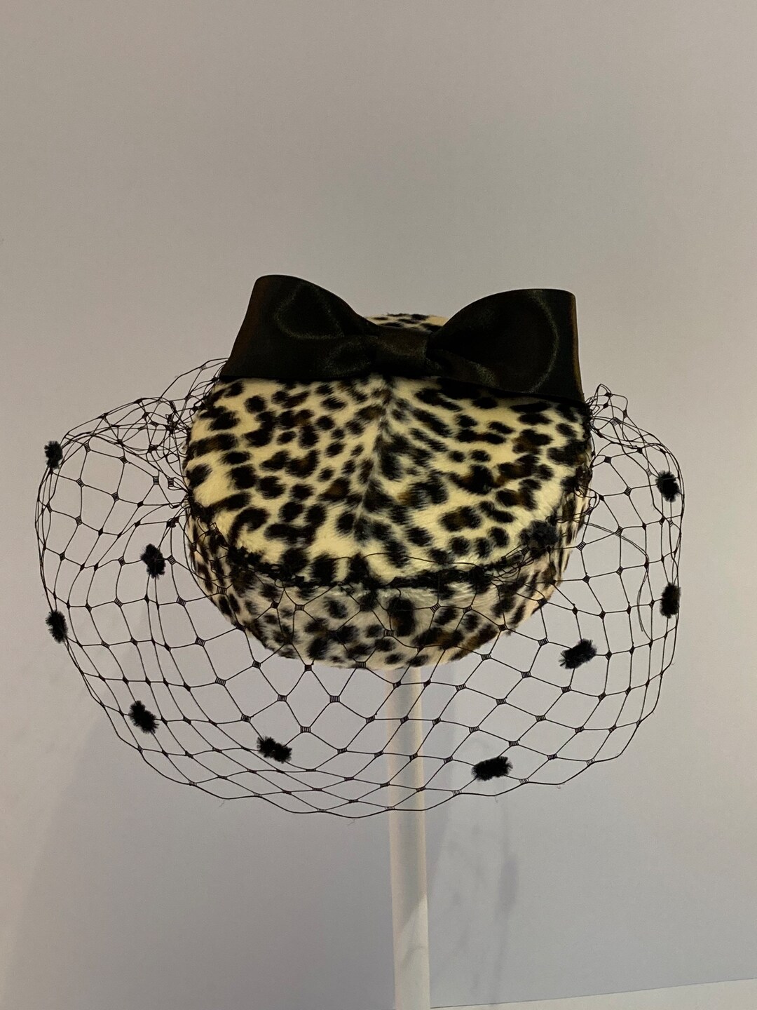 Beautiful Leopard Print Pillbox Hat Races Wedding Vintage Etsy