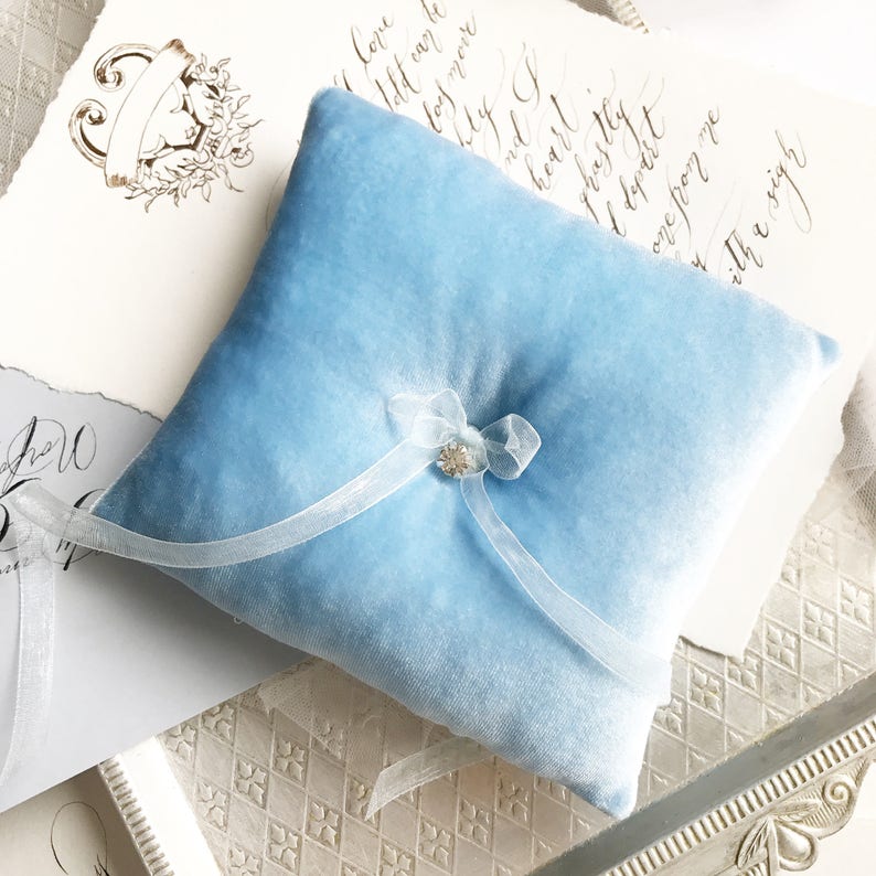 Blue Ring Pillow Ring Bearer Pillow Ring Pillow Wedding Etsy