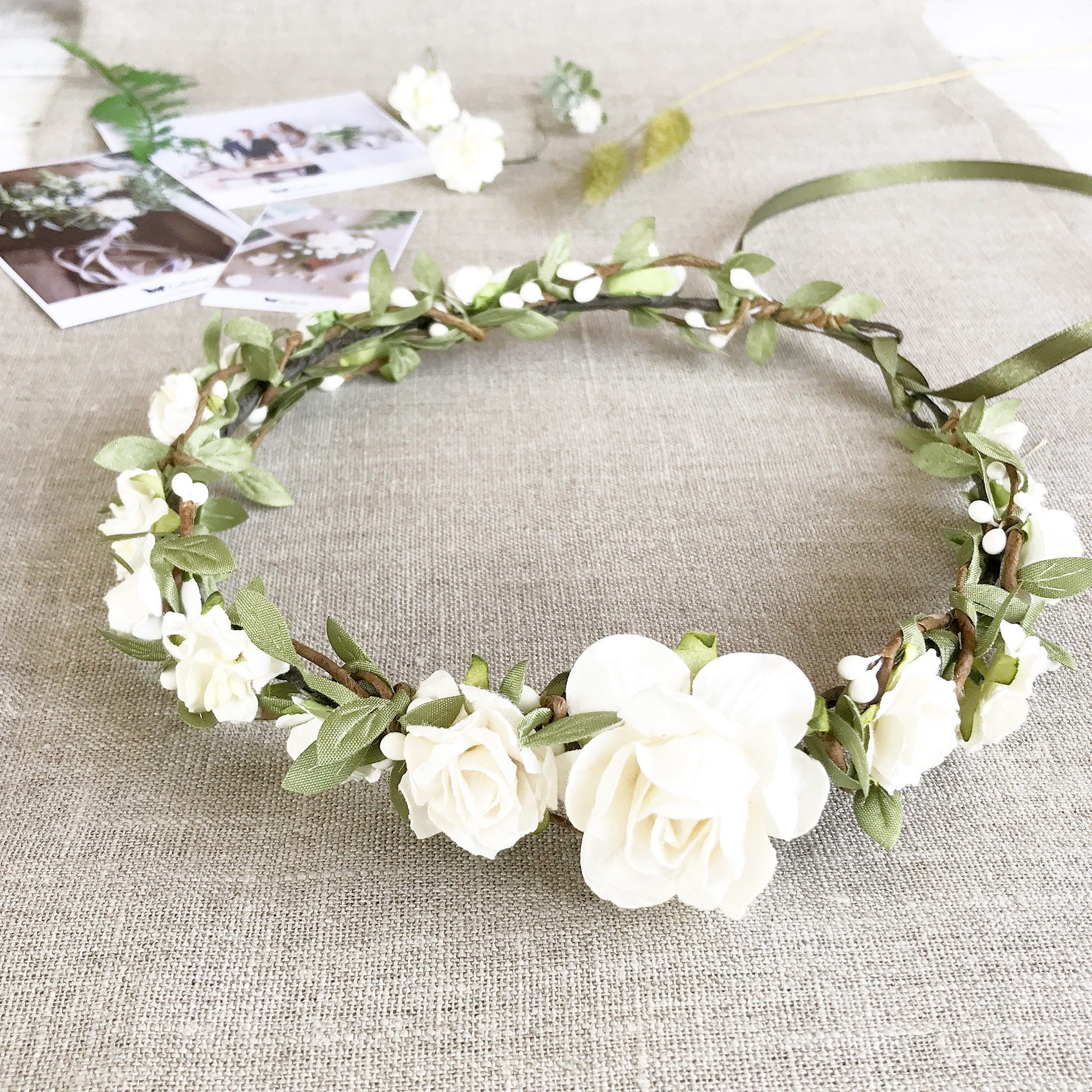 Flower crown Bridal flower crown White Ivory Floral crown Etsy