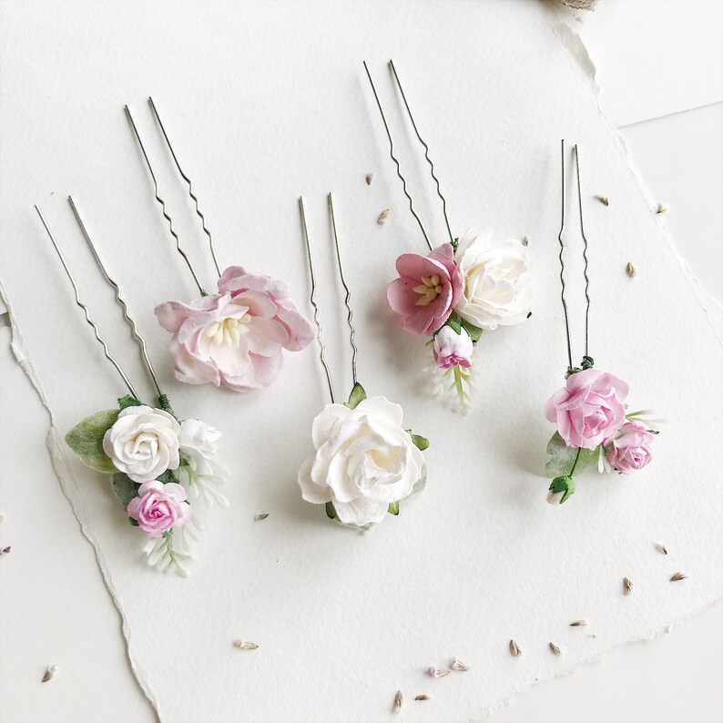 Flower Hair Pins Blush Pink Hair Pins Floral Hair Pins Etsy