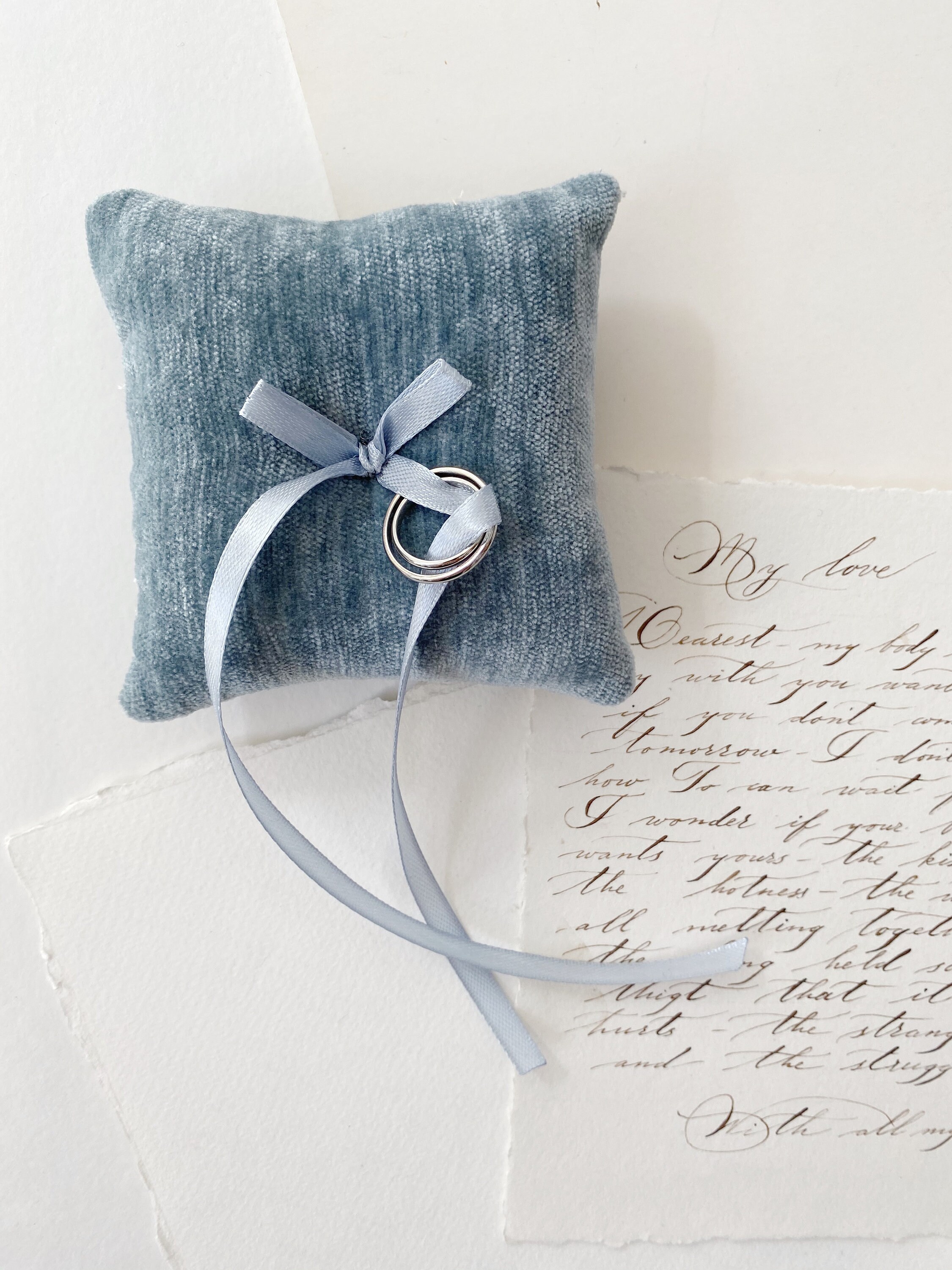 Blue Ring Pillow Ring Bearer Pillow Dusty Blue Ring Pillow Etsy