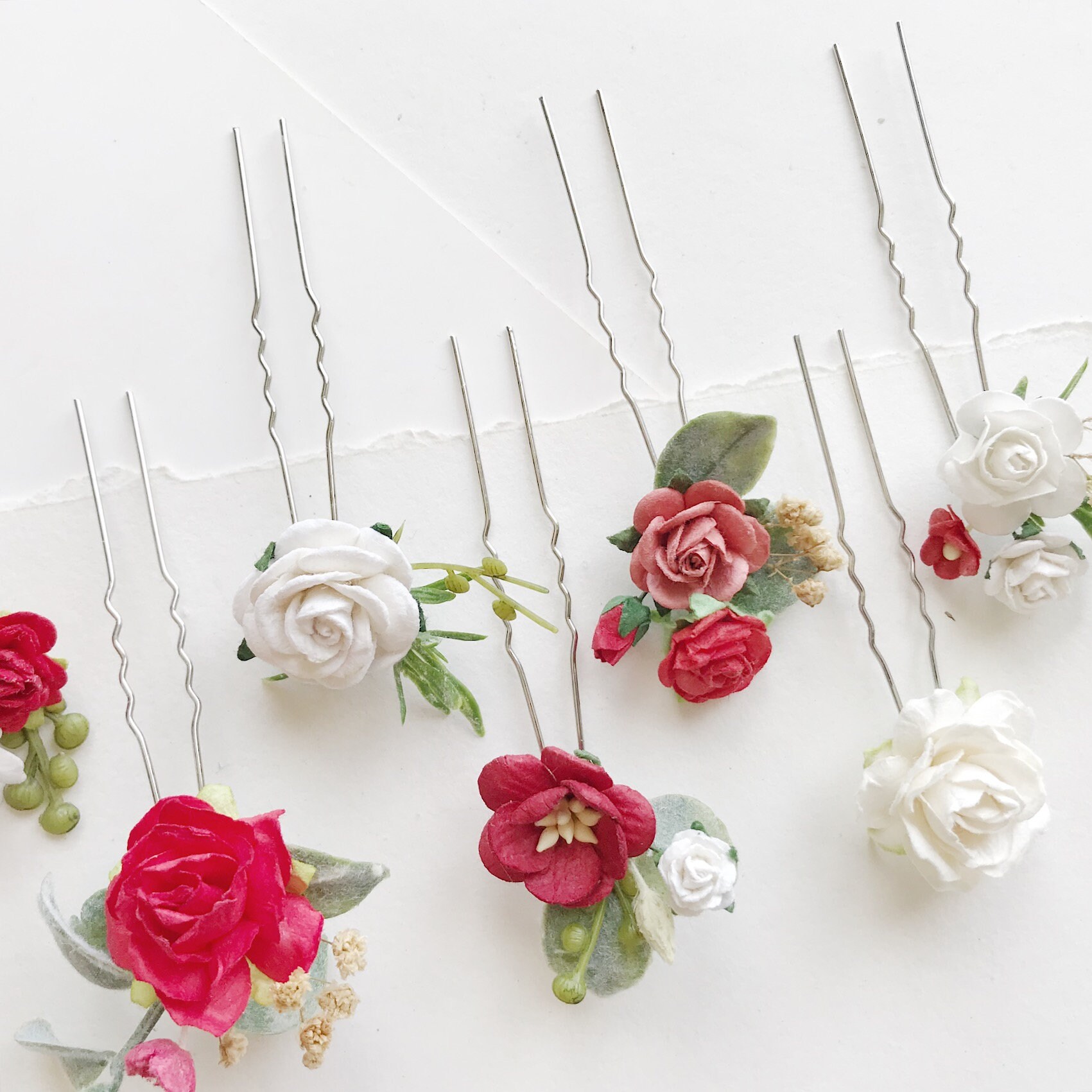 Épingles à cheveux floraux épingles à cheveux rouges Etsy