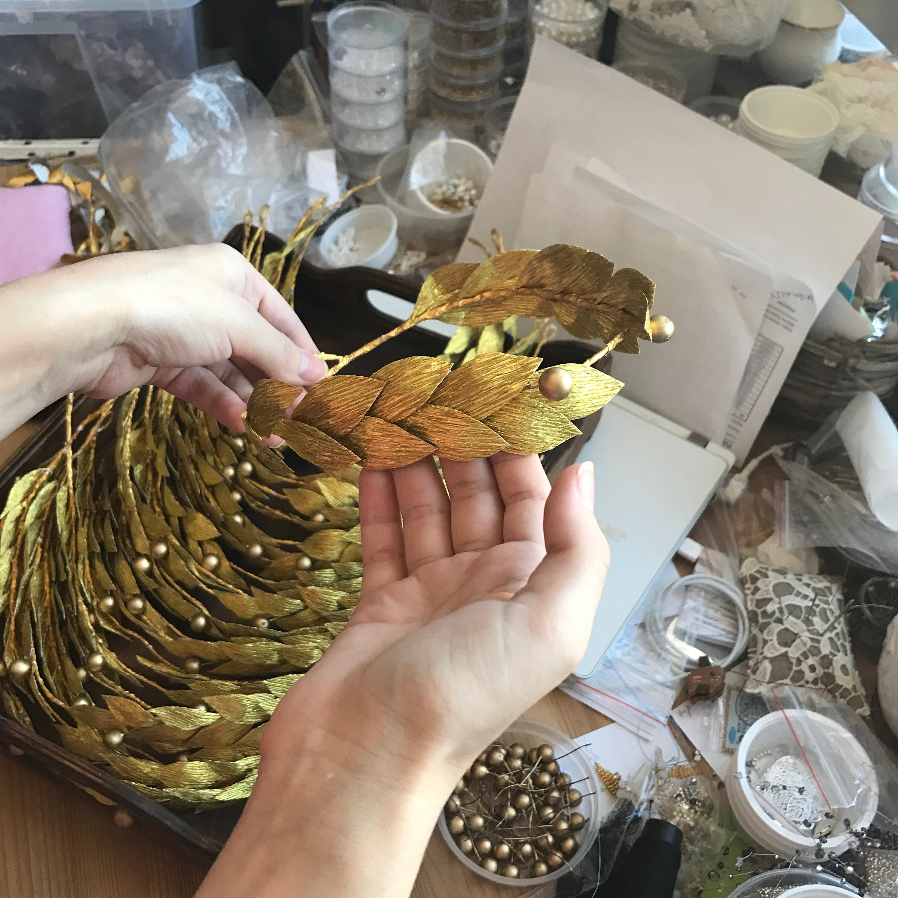 Greek crown gold flower crown gold leaf flower crown Etsy