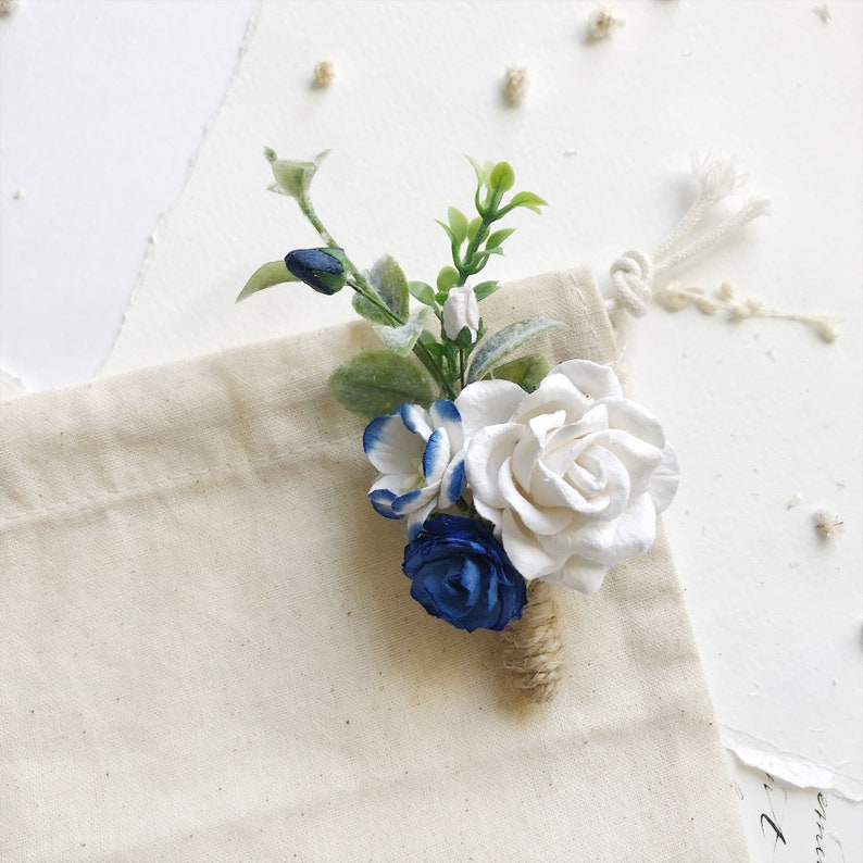 flower bobby pins blue floral hair pins blue flower bobby pins set of 9 hair pins Blue flower hair pins ivory bridal flower hair clip