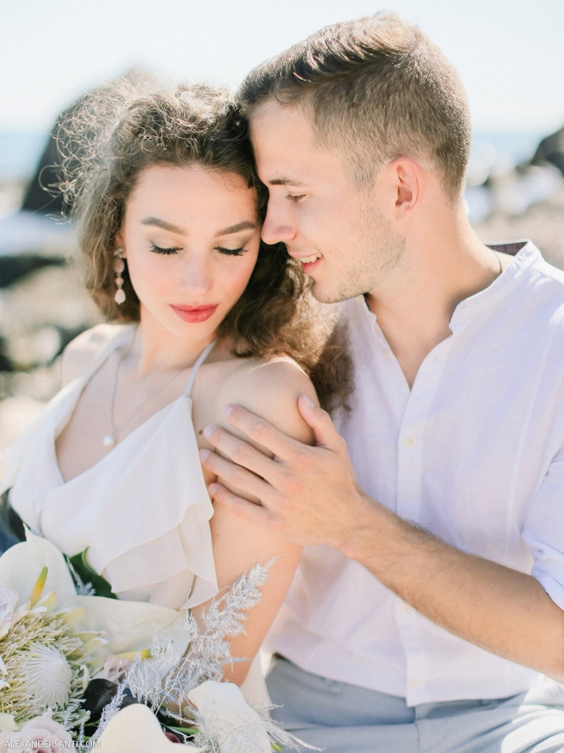 Blush pink silver earrings drop bridal earrings wedding Etsy