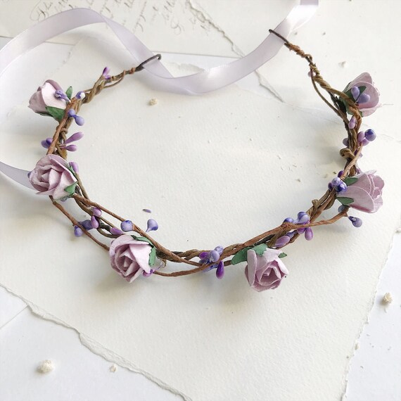 Lilac Flower Crown Bridal Flower Crown Floral Crown Bridal Etsy