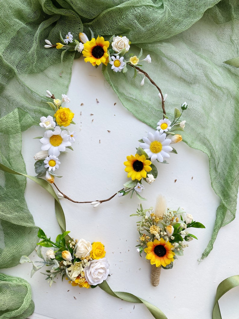 Sunflower headpiece daisy headpiece yellow bridal headpiece Etsy