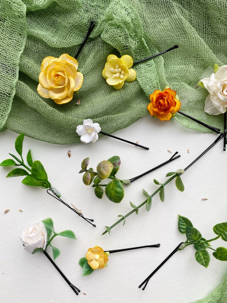 Flower hair pins set of 11 hair pins autumn bridal flower Etsy