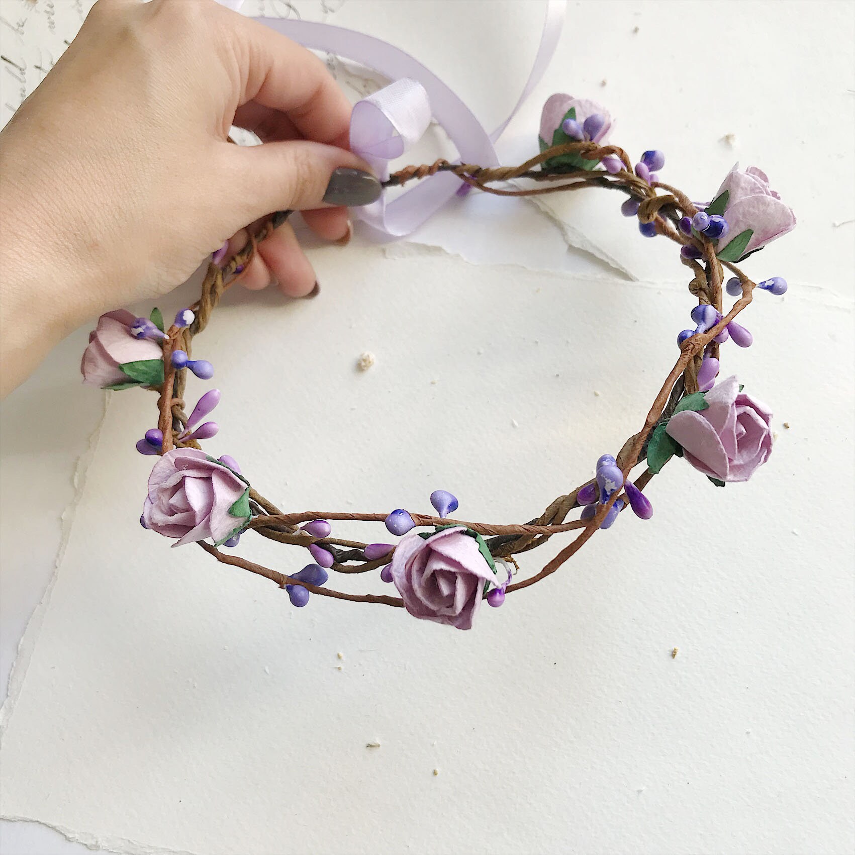 Lilac Flower Crown Bridal Flower Crown Floral Crown Bridal Etsy