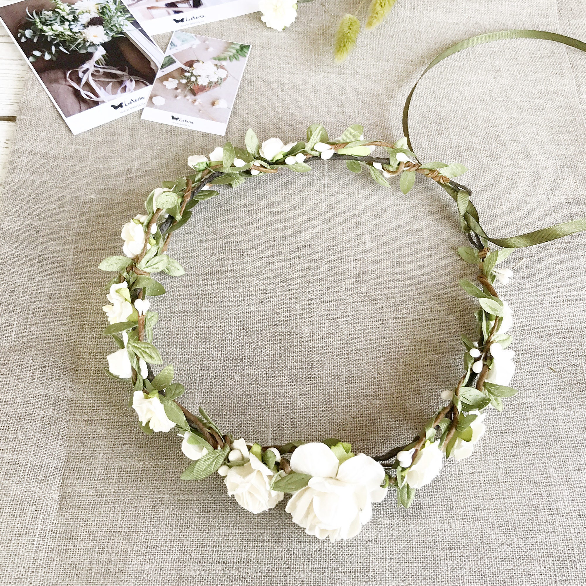 Flower crown Bridal flower crown White Ivory Floral crown Etsy