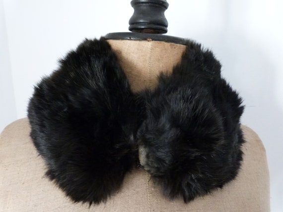 Antique black mink fur neck collar scarf shawl wr… - image 1