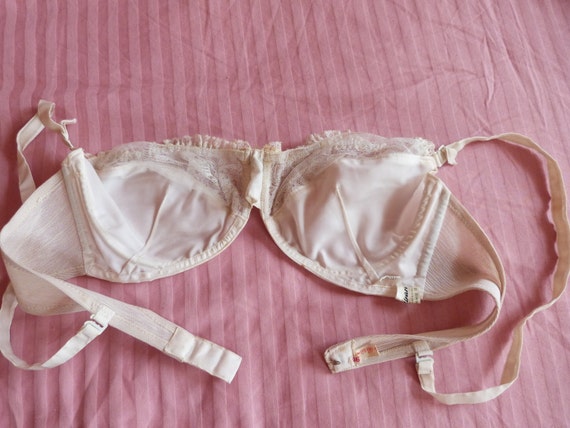 Vintage French white wedding boned bra brassiere … - image 5