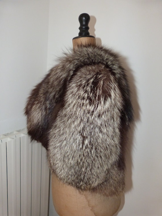 Antique silver fox fur pelt cape cope wrap stole … - image 4