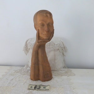 Vintage French advertising display statue bust from Paris designer shop 1960s mannequin head display stand dress form ,made in France